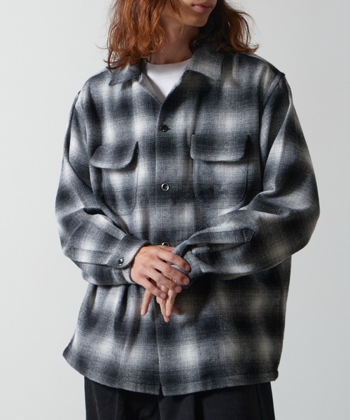 TOWNCRAFT(タウンクラフト)の「TOWNCRAFT/タウンクラフト WOOL CHECK LOOP COLLAR SHIRTS ウール チェック ループカラーシャツ(シャツ/ブラウス・メンズ・ブラウン/ブラック・L/M)」の2枚目の写真