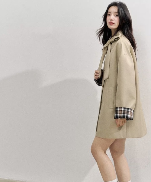 セール】ボウタイミドル丈 トレンチコート SP25f010【SunsetPark