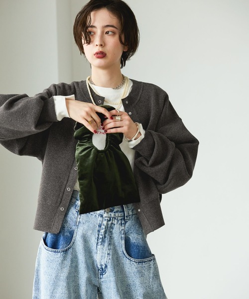 GEORGE'S（ジョージズ）の「ベロアフリルバッグ（ハンドバッグ・レディース・ブラック/カーキ・FREE）」の4枚目の写真