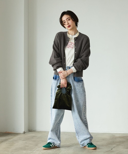 GEORGE'S（ジョージズ）の「ベロアフリルバッグ（ハンドバッグ・レディース・ブラック/カーキ・FREE）」の8枚目の写真