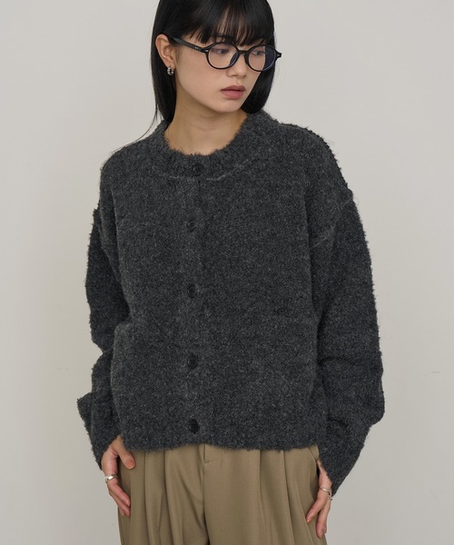 NOGLE/ノグル】ウールMIXメランジブークレポケットカーデ