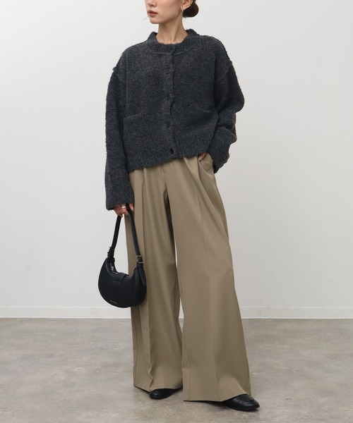 NOGLE（ノグル）の「【NOGLE/ノグル】ウールMIXメランジブークレポケットカーデ（カーディガン/ボレロ・レディース・ベージュ/チャコール/レッド/ブラウン・FREE）」の17枚目の写真