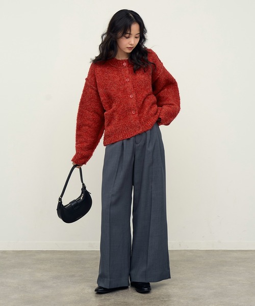 NOGLE（ノグル）の「【NOGLE/ノグル】ウールMIXメランジブークレポケットカーデ（カーディガン/ボレロ・レディース・ベージュ/チャコール/レッド/ブラウン・FREE）」の9枚目の写真