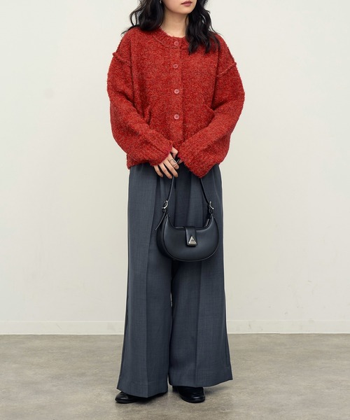 NOGLE（ノグル）の「【NOGLE/ノグル】ウールMIXメランジブークレポケットカーデ（カーディガン/ボレロ・レディース・ベージュ/チャコール/レッド/ブラウン・FREE）」の12枚目の写真