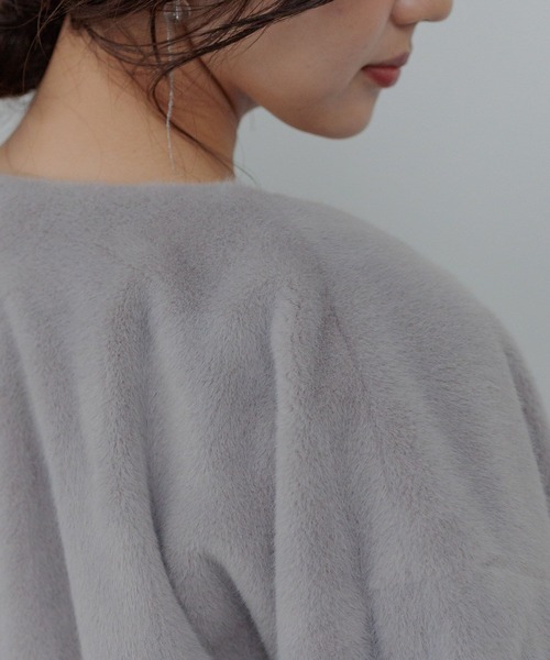 Andemiu（アンデミュウ）の「ノーカラーFファーブルゾン498686（ブルゾン・レディース・グレー/ブラウン/グレイッシュベージュ・FREE）」の21枚目の写真