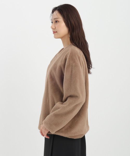 Andemiu（アンデミュウ）の「ノーカラーFファーブルゾン498686（ブルゾン・レディース・グレー/ブラウン/グレイッシュベージュ・FREE）」の13枚目の写真