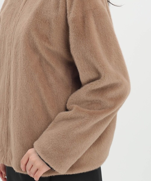 Andemiu（アンデミュウ）の「ノーカラーFファーブルゾン498686（ブルゾン・レディース・グレー/ブラウン/グレイッシュベージュ・FREE）」の16枚目の写真