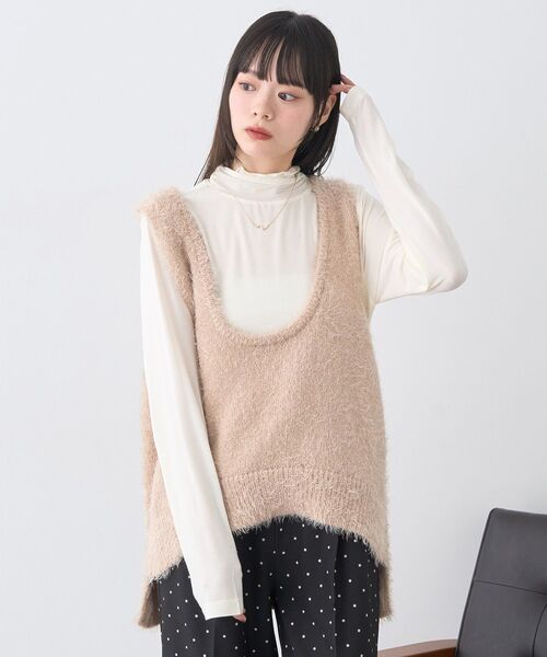 earth music&ecology（アースミュージックアンドエコロジー）の「【吸湿発熱】あったかフェミニンインナー（シアーハイネック）（Tシャツ/カットソー・レディース・オフホワイト/ライトイエロー/ブラック/ブラウン系その他4/ピンク/ライトグリーン/ドット・S/M）」の20枚目の写真