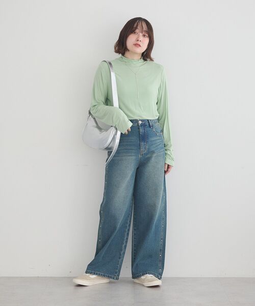 earth music&ecology(アースミュージックアンドエコロジー)の「【吸湿発熱】あったかフェミニンインナー(シアーハイネック)(Tシャツ/カットソー・レディース・オフホワイト/ライトイエロー/ブラック/ブラウン系その他4/ピンク/ライトグリーン/ドット・S/M)」の22枚目の写真