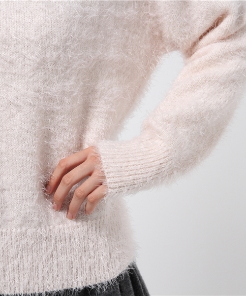 one after another NICE CLAUP（ワンアフターアナザーナイスクラップ）の「★【ナイスクラップ】フェザーＶネックプルオーバー（ニット/セーター・レディース・オフホワイト/ピンク/グレー/ブラック・FREE）」の9枚目の写真