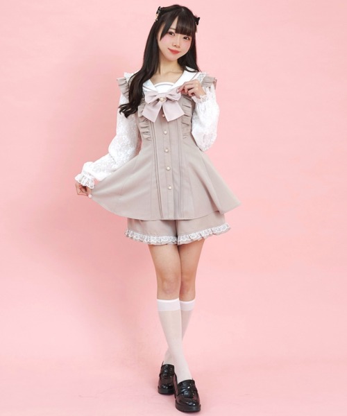 【最終値下げ】シークレットハニー レース&フリル襟セットアップ セーラー レースセーラー襟セットアップ（セットアップ）｜Secret Honey