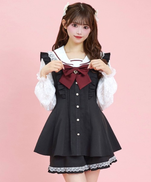 Secret Honey（シークレットハニー）の「レースセーラー襟セットアップ（セットアップ・レディース・ブラック/グレー/ピンク・MEDIUM）」の4枚目の写真