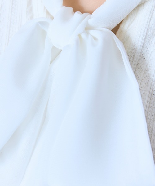 marun（マルン）の「＜大きいサイズ＞ボータイ袖レースニットソー marun（Tシャツ/カットソー・レディース・イエロー/オフホワイト/グレー・L/LL/3L/4L/5L）」の16枚目の写真