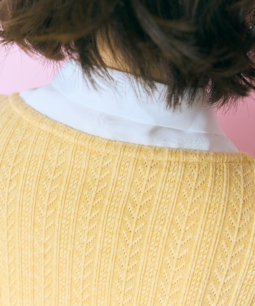 marun（マルン）の「＜大きいサイズ＞ボータイ袖レースニットソー marun（Tシャツ/カットソー・レディース・イエロー/オフホワイト/グレー・L/LL/3L/4L/5L）」の20枚目の写真