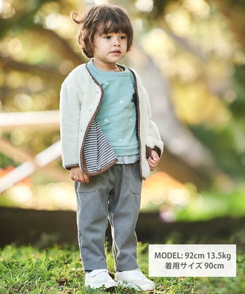 BeBe（ベベ）の「ニットコールポケットロングパンツ(80~100cm)（その他パンツ・キッズ・グレー/ブルー・80ｃｍ/90cm）」の3枚目の写真