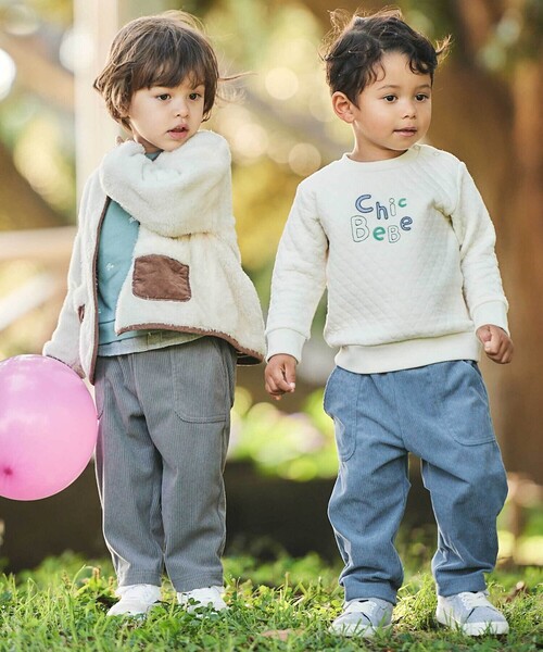 BeBe（ベベ）の「ニットコールポケットロングパンツ(80~100cm)（その他パンツ・キッズ・グレー/ブルー・80ｃｍ/90cm）」の7枚目の写真