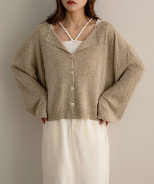 NOAHL(ノアル)の「【NOAHL】《まんちゃんコラボ》2wayニットカーディガン(カーディガン/ボレロ・レディース・ブルー/ピンク/ベージュ/ブラウン/アイボリー・FREE)」の16枚目の写真