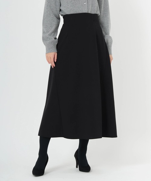 STRAWBERRY-FIELDS（ストロベリーフィールズ）の「パーフェクトジャージ_2タックフレアースカート（スカート・レディース・モカ/ブラック・2）」の4枚目の写真