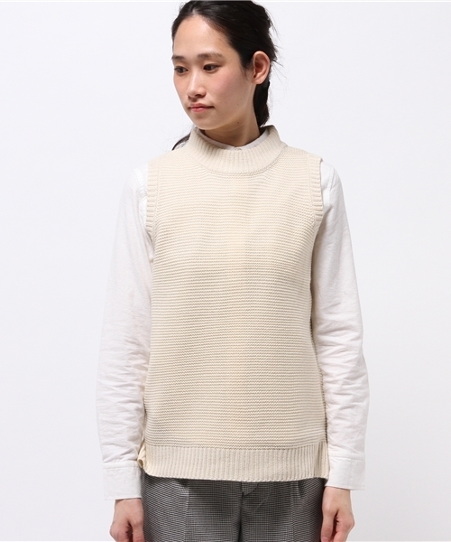 ikka(イッカ)の「5Gガーター編みベスト(ベスト・レディース・オフホワイト/ネイビー/ボルドー・LARGE/MEDIUM)」の4枚目の写真