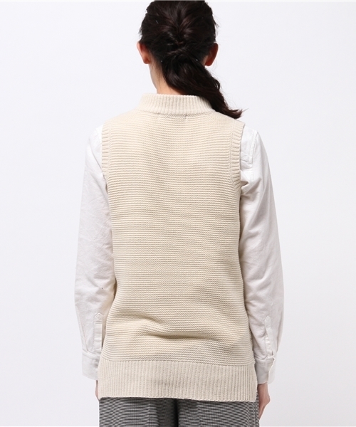 ikka(イッカ)の「5Gガーター編みベスト(ベスト・レディース・オフホワイト/ネイビー/ボルドー・LARGE/MEDIUM)」の6枚目の写真