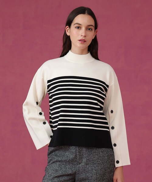 ANAYI(アナイ)の「メリノウール釦スリーブ プルオーバー(ニット/セーター・レディース・ホワイト系その他/オフホワイト/ネイビー・38/36)」の13枚目の写真