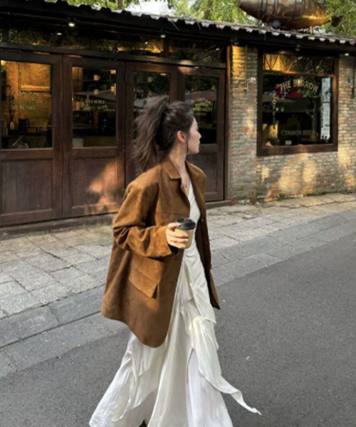 ★期間限定お値下げ★【美品】ebure☆カシミアテーラードジャケット キャメル Willジャケット - キャメルスエード - ゴートレザー - Sézane