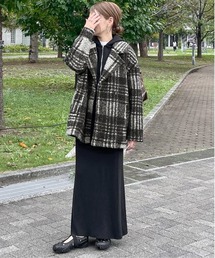 【yc__mam select】リングボア チェック柄 ダブルジャケット