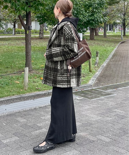 セール】【yc__mam select】リングボア チェック柄 ダブルジャケット