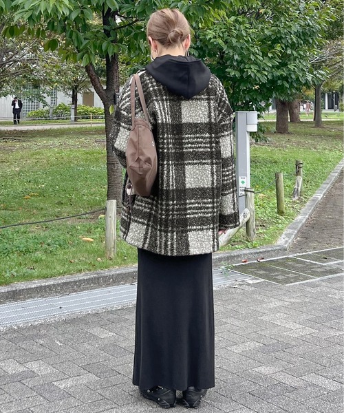 セール】【yc__mam select】リングボア チェック柄 ダブルジャケット