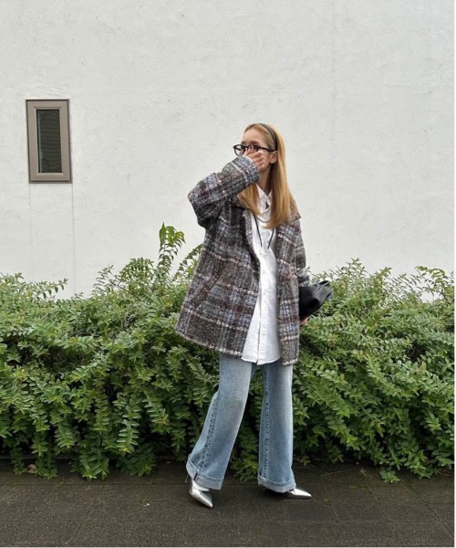 セール】【yc__mam select】リングボア チェック柄 ダブルジャケット