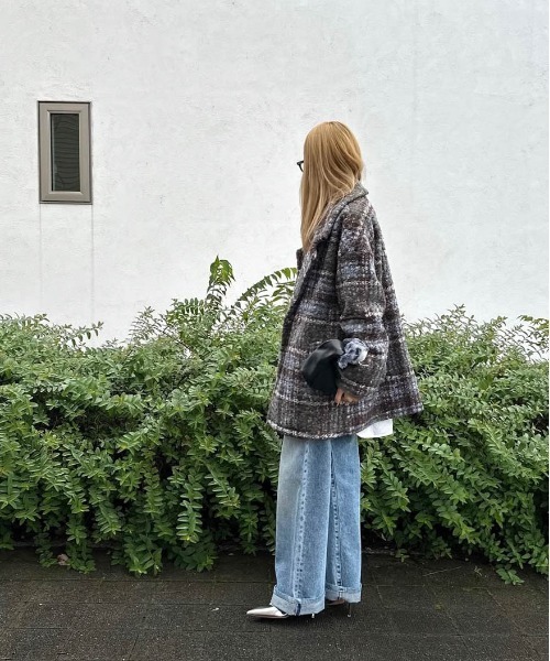 チェック柄デニムテーラードジャケット チェック柄コンバーチブルジャケット(テーラードジャケット) | MICHEL