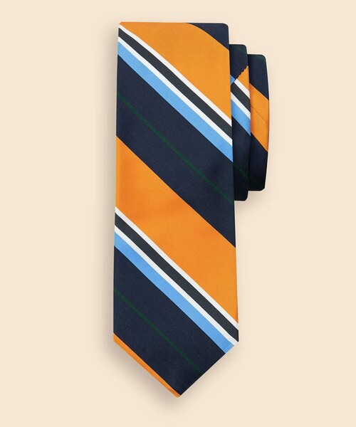 BROOKS BROTHERS（ブルックスブラザーズ）の「シルク／コットン　モガドール　マルチストライプタイ（ネクタイ・メンズ・イエロー/オリーブ・ONE SIZE）」の2枚目の写真