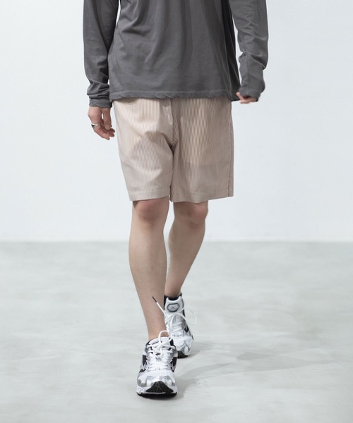 ATTACHMENT（アタッチメント）の「WO/PE ストライプ イージーショーツ / WO/PE STRIPE EASY SHORTS（デニムパンツ・メンズ・レッド/グレー/ブルー・2/3）」の3枚目の写真