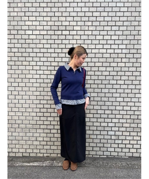 miette（ミエット）の「シャツレイヤード風ポロニット（ニット/セーター・レディース・アイボリー/グレー/レッド/ブラウン/ネイビー・L/M/S）」の6枚目の写真