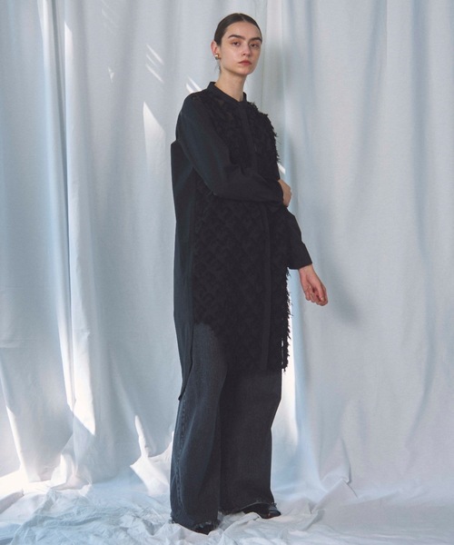 CIEL'AIR（シエルエアー）の「JACQUARD SHIRT(ｼﾞｬｶﾞｰﾄﾞｼｬﾂ)（シャツ/ブラウス・レディース・ブラック/ホワイト・MEDIUM）」の7枚目の写真