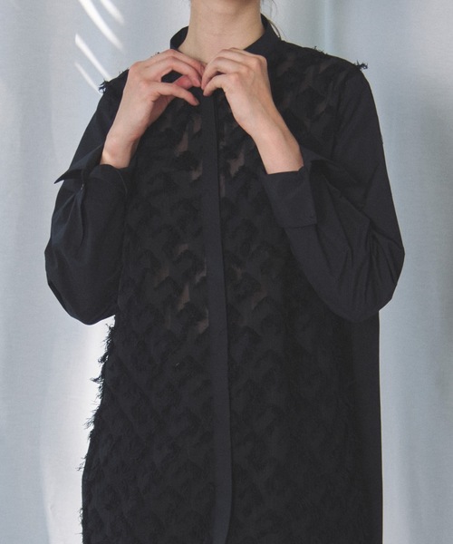 CIEL'AIR（シエルエアー）の「JACQUARD SHIRT(ｼﾞｬｶﾞｰﾄﾞｼｬﾂ)（シャツ/ブラウス・レディース・ブラック/ホワイト・MEDIUM）」の8枚目の写真