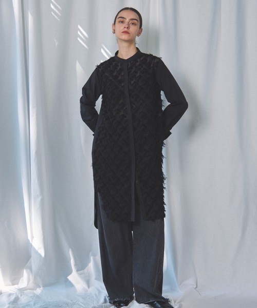 CIEL'AIR（シエルエアー）の「JACQUARD SHIRT(ｼﾞｬｶﾞｰﾄﾞｼｬﾂ)（シャツ/ブラウス・レディース・ブラック/ホワイト・MEDIUM）」の10枚目の写真