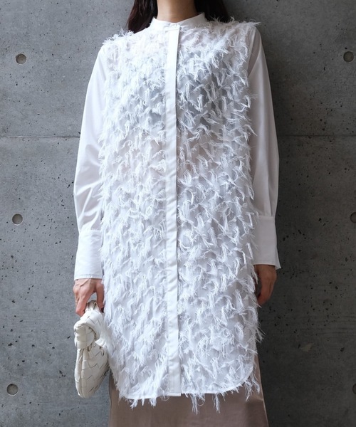 CIEL'AIR（シエルエアー）の「JACQUARD SHIRT(ｼﾞｬｶﾞｰﾄﾞｼｬﾂ)（シャツ/ブラウス・レディース・ブラック/ホワイト・MEDIUM）」の12枚目の写真