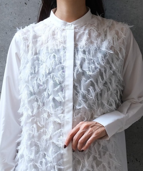 CIEL'AIR（シエルエアー）の「JACQUARD SHIRT(ｼﾞｬｶﾞｰﾄﾞｼｬﾂ)（シャツ/ブラウス・レディース・ブラック/ホワイト・MEDIUM）」の13枚目の写真