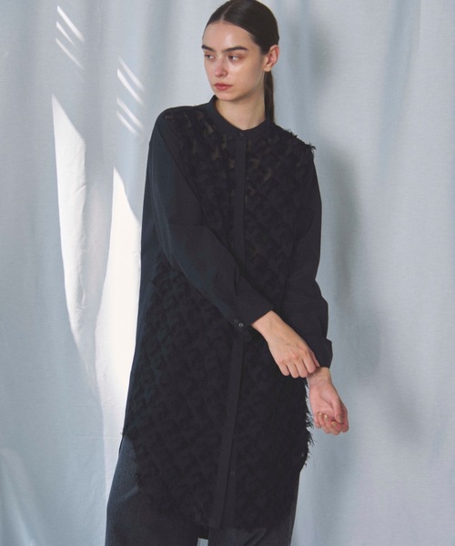 CIEL'AIR（シエルエアー）の「JACQUARD SHIRT(ｼﾞｬｶﾞｰﾄﾞｼｬﾂ)（シャツ/ブラウス・レディース・ブラック/ホワイト・MEDIUM）」の15枚目の写真