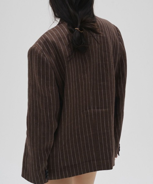 TODAYFUL(トゥデイフル)の「TODAYFUL Boyfriend Stripe Linen Jacket ボーイフレンドストライプリネンジャケット/12610108(テーラードジャケット・レディース・ブラウン・36)」の4枚目の写真