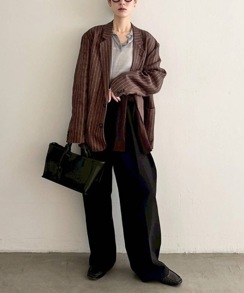TODAYFUL(トゥデイフル)の「TODAYFUL Boyfriend Stripe Linen Jacket ボーイフレンドストライプリネンジャケット/12610108(テーラードジャケット・レディース・ブラウン・36)」の15枚目の写真
