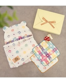 Hoppetta（ホッペッタ）の「【Hoppetta(ホッペッタ)】バスポンチョ＆チャームハンカチ シャンピニオン ギフトセット（ベビーギフト・キッズ）」