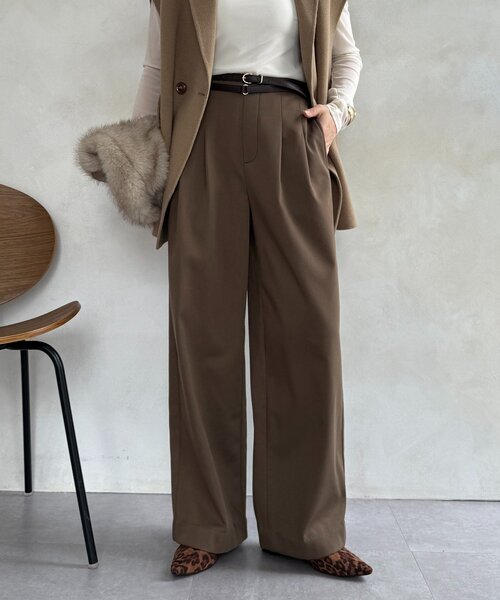 DouDou(ドゥドゥ)の「裏起毛ボンディングパンツ(その他パンツ・レディース・ブラック/モカ/グレー・36/38)」の3枚目の写真