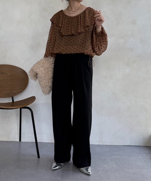 DouDou(ドゥドゥ)の「裏起毛ボンディングパンツ(その他パンツ・レディース・ブラック/モカ/グレー・36/38)」の4枚目の写真