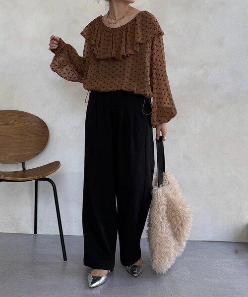 DouDou(ドゥドゥ)の「裏起毛ボンディングパンツ(その他パンツ・レディース・ブラック/モカ/グレー・36/38)」の7枚目の写真