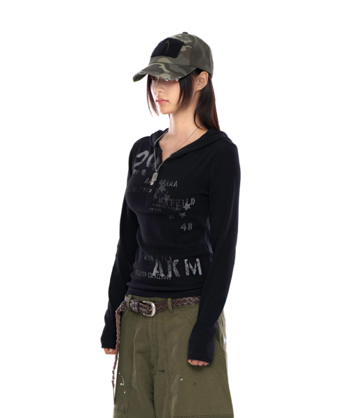 AAKAM（アーカム）の「Numbering Hooded Long Sleeve (Black)（パーカー・レディース・その他・2/1）」の4枚目の写真