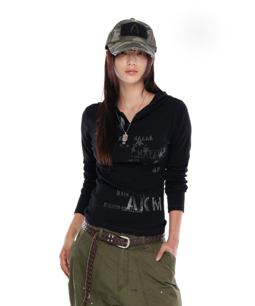 AAKAM（アーカム）の「Numbering Hooded Long Sleeve (Black)（パーカー・レディース・その他・2/1）」の6枚目の写真