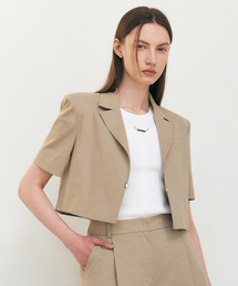 ARTID（アルティーダ）の「バックルディテールリネン半袖ジャケット_BEIGE（テーラードジャケット）」
