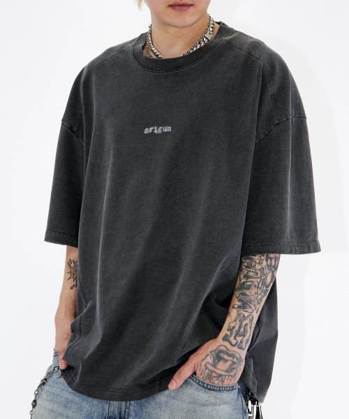 CRIGUN(クリガン)の「ピグメントスモールロゴ半袖TシャツBLACK(Tシャツ/カットソー・レディース・ブラック・SMALL/MEDIUM/LARGE/X-LARGE/XX-LARGE)」の1枚目の写真